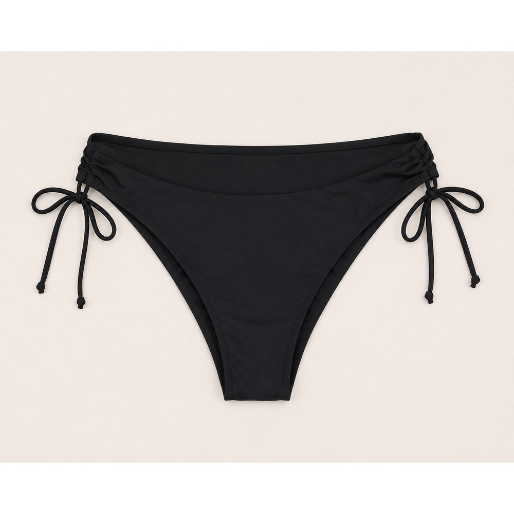 Zaful Black Side Tie High Cut Bikini Bottoms Womens Size XL US 12-14 Cheeky